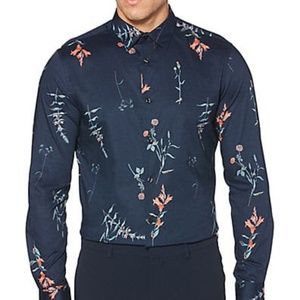 Slim Fit Poplin Botanical Print Shirt
